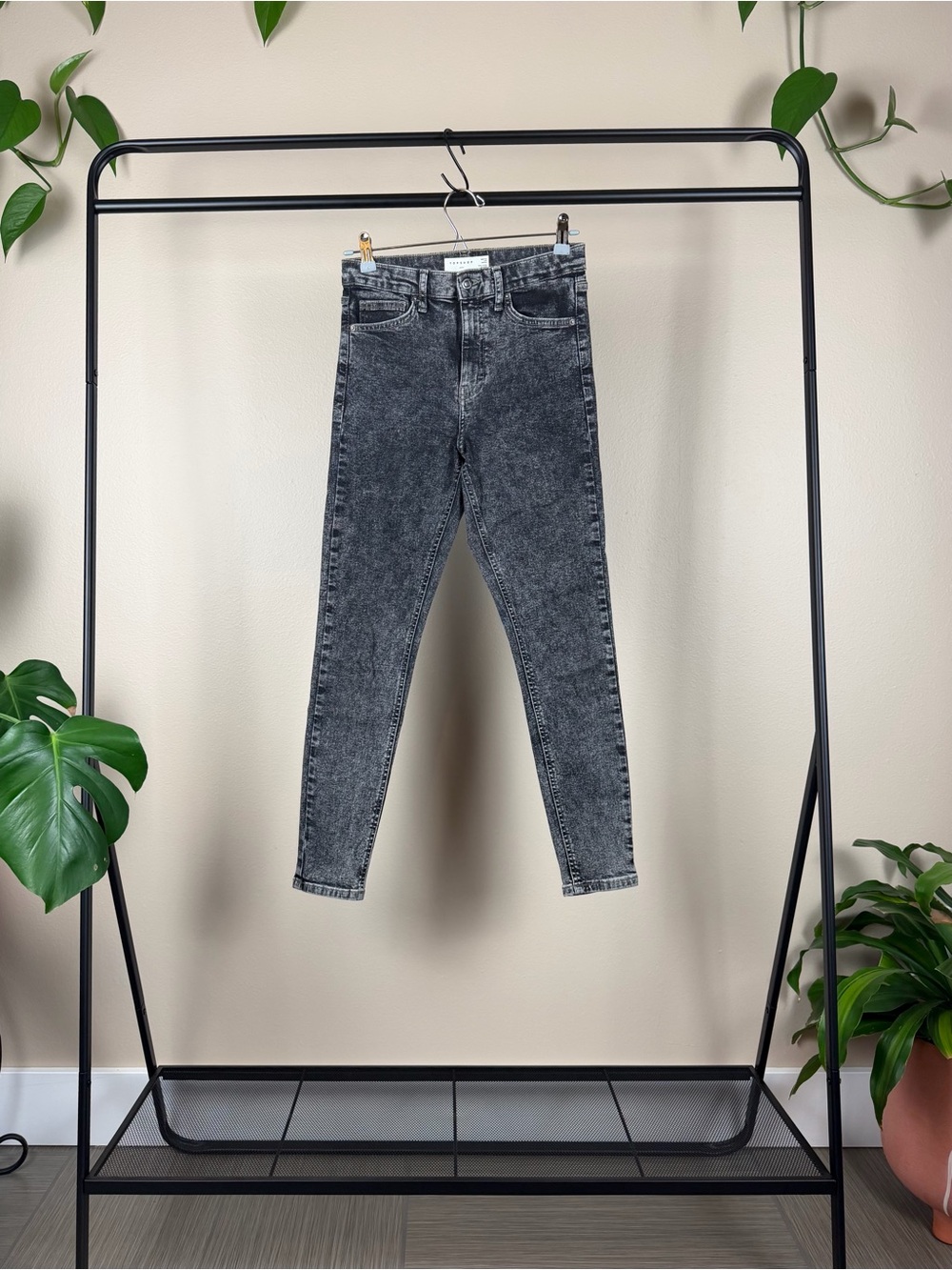 Topshop Jamie Acid Wash Black Skinny Jeans